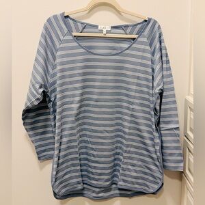 Like NWT LAKE Pima Long-Long Set in Dusty Blue Stripe